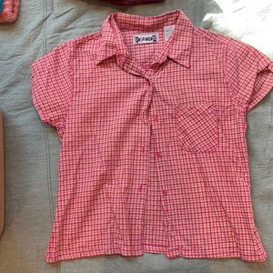 Patterned Button Down Short-Sleeved Top